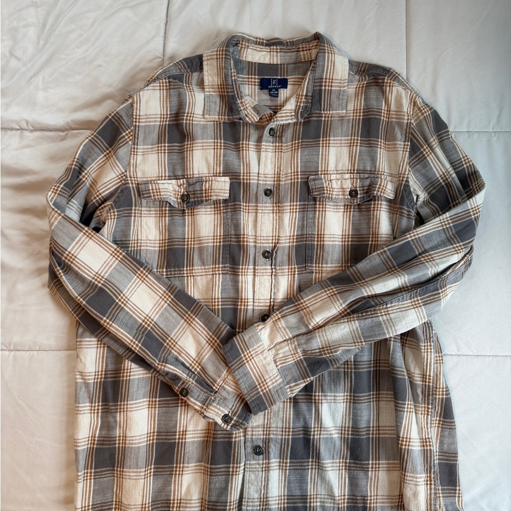 George Checkered Casual Shirt in Gray and Cream